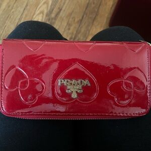 Prada red patent leather wallet